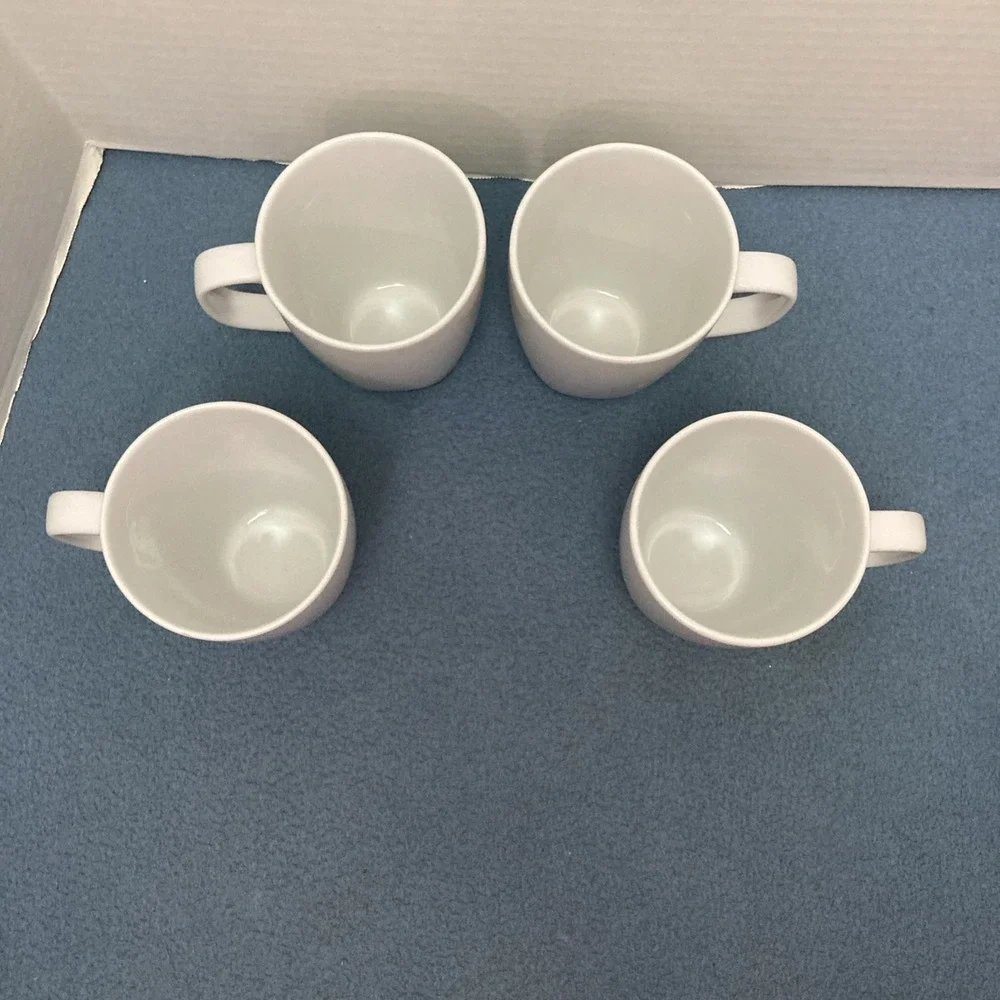 Ikea 365+ Susan Pryke White Square Bottom Coffee/Tea Mugs (21986) - Set of 4